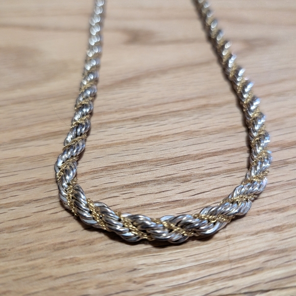 Thick Silver Necklace, w/ smaller gold chain intertwined. - Picture 5 of 7